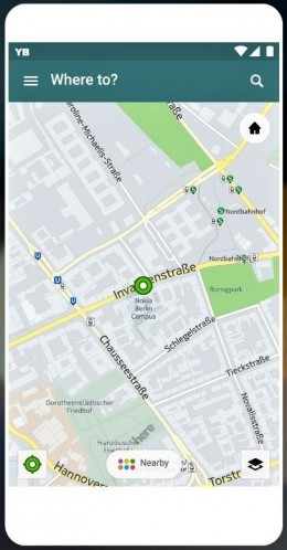 Screenshot from HERE app showing map display.