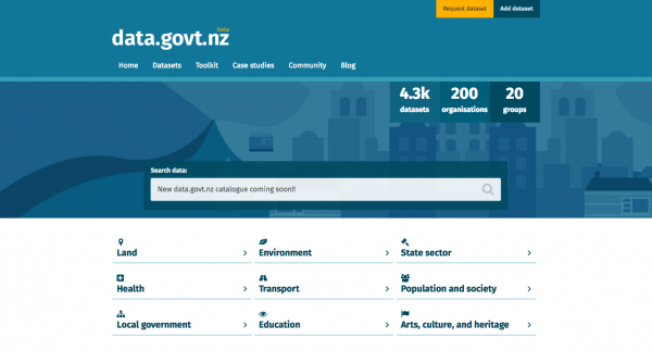 Preview of the new data.govt.nz catalogue home page